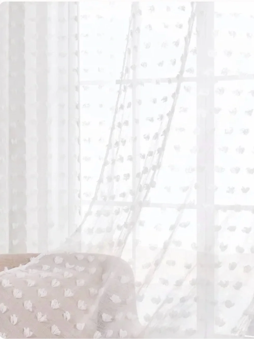 5 pieces Sheer Dot Textured Window Curtain Panel white color excellent condition